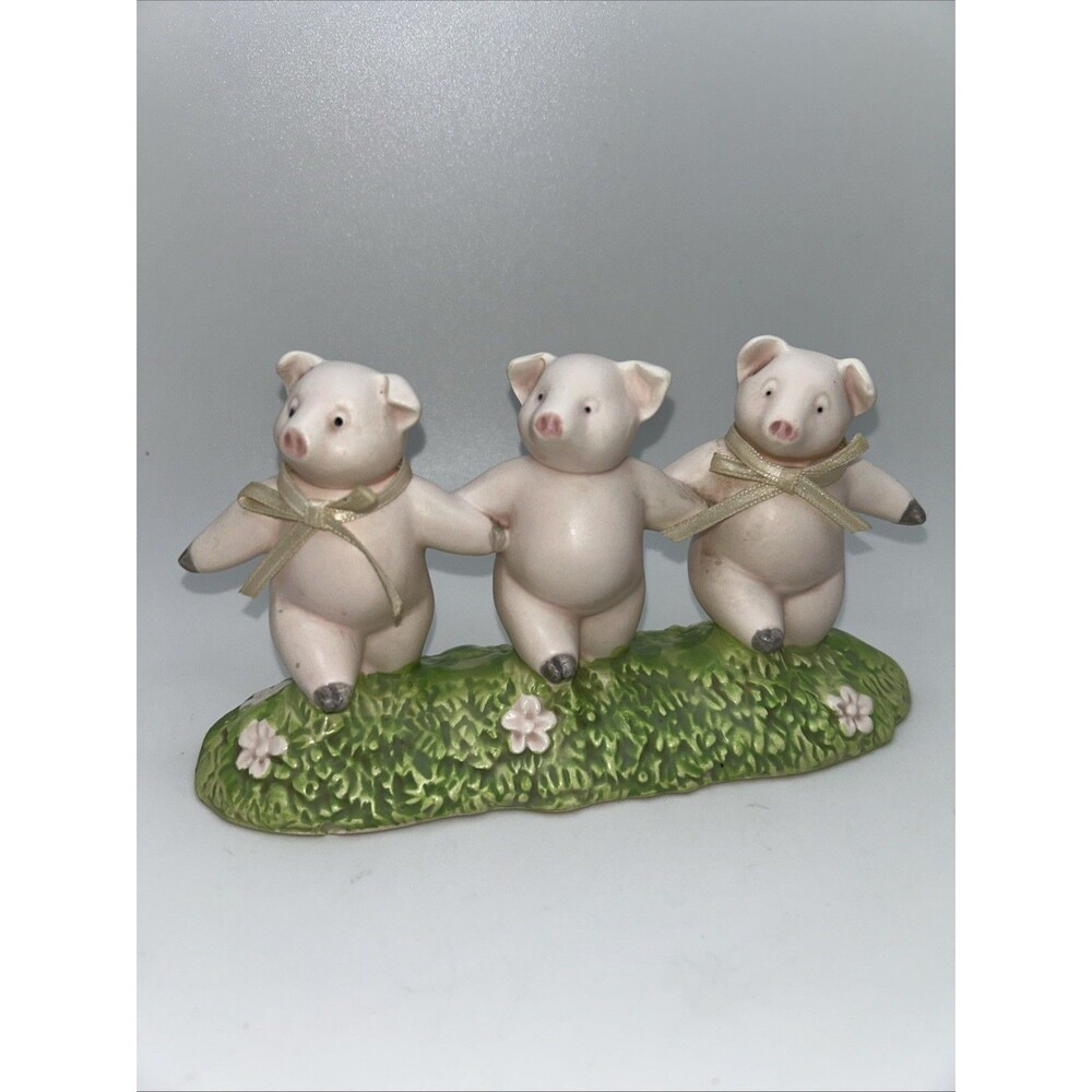 Dept 56 Three Little Dancing Pigs Figurine Pig Trio Vintage 1987 Piglets Statue